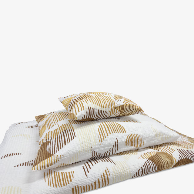 100% Pamut (Krepp) | 3 részes Ágynemű huzat garnitúra | Barna - körös minta