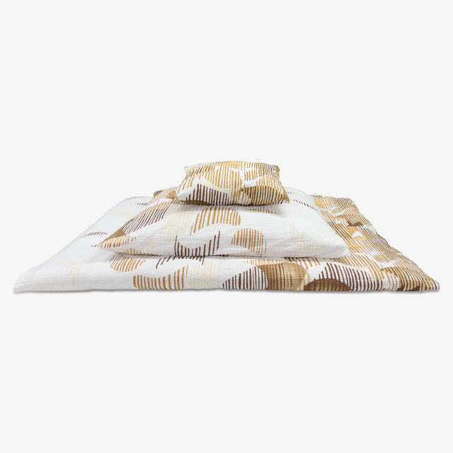 100% Pamut (Krepp) | 3 részes Ágynemű huzat garnitúra | Barna - körös minta