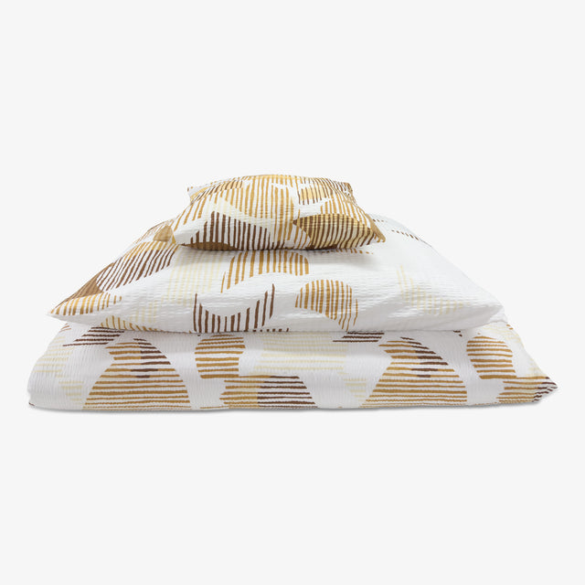 100% Pamut (Krepp) | 3 részes Ágynemű huzat garnitúra | Barna - körös minta