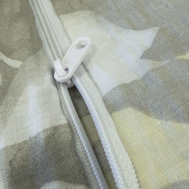 100% Pamut (Krepp) | 3 részes Ágynemű huzat garnitúra | Szürke - Zöld mintás