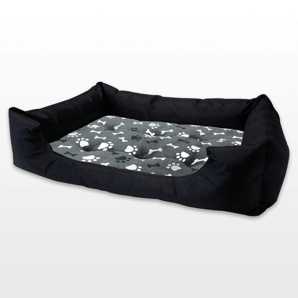 Kutyafekhely Nagy – Szürke alapon / Tappancsos 100% Mikropolár párnával