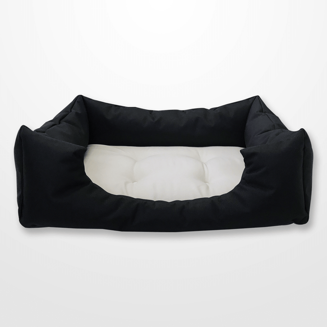Bézs párnával fekete színű kutyaágy