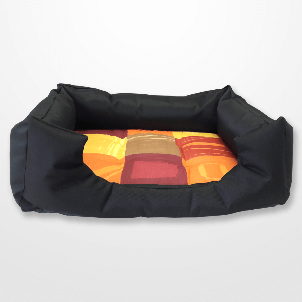 kutyafekhely narancs, kockás mintával