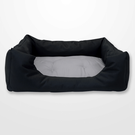 fekete kutyaágy szürke párnával