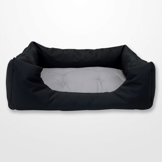fekete kutyaágy szürke párnával