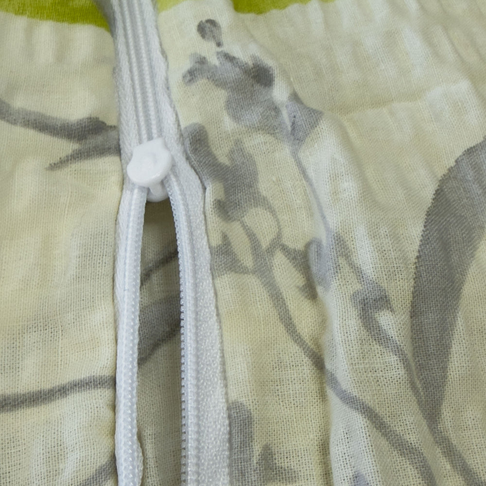 100% Pamut (Krepp) | 3 részes Ágynemű huzat garnitúra | Szürke - Zöld mintás