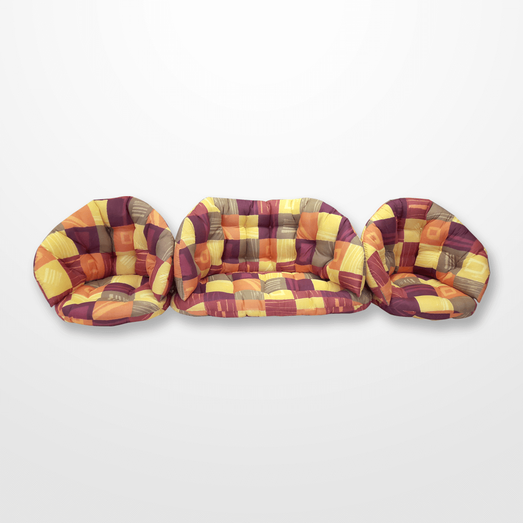 narancs-zöld rattan párna szett