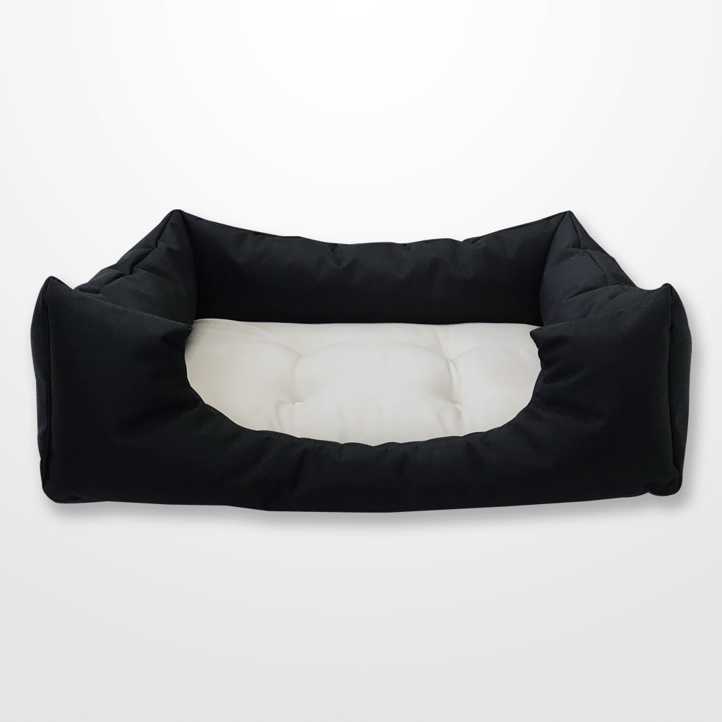 Bézs párnával fekete színű kutyaágy
