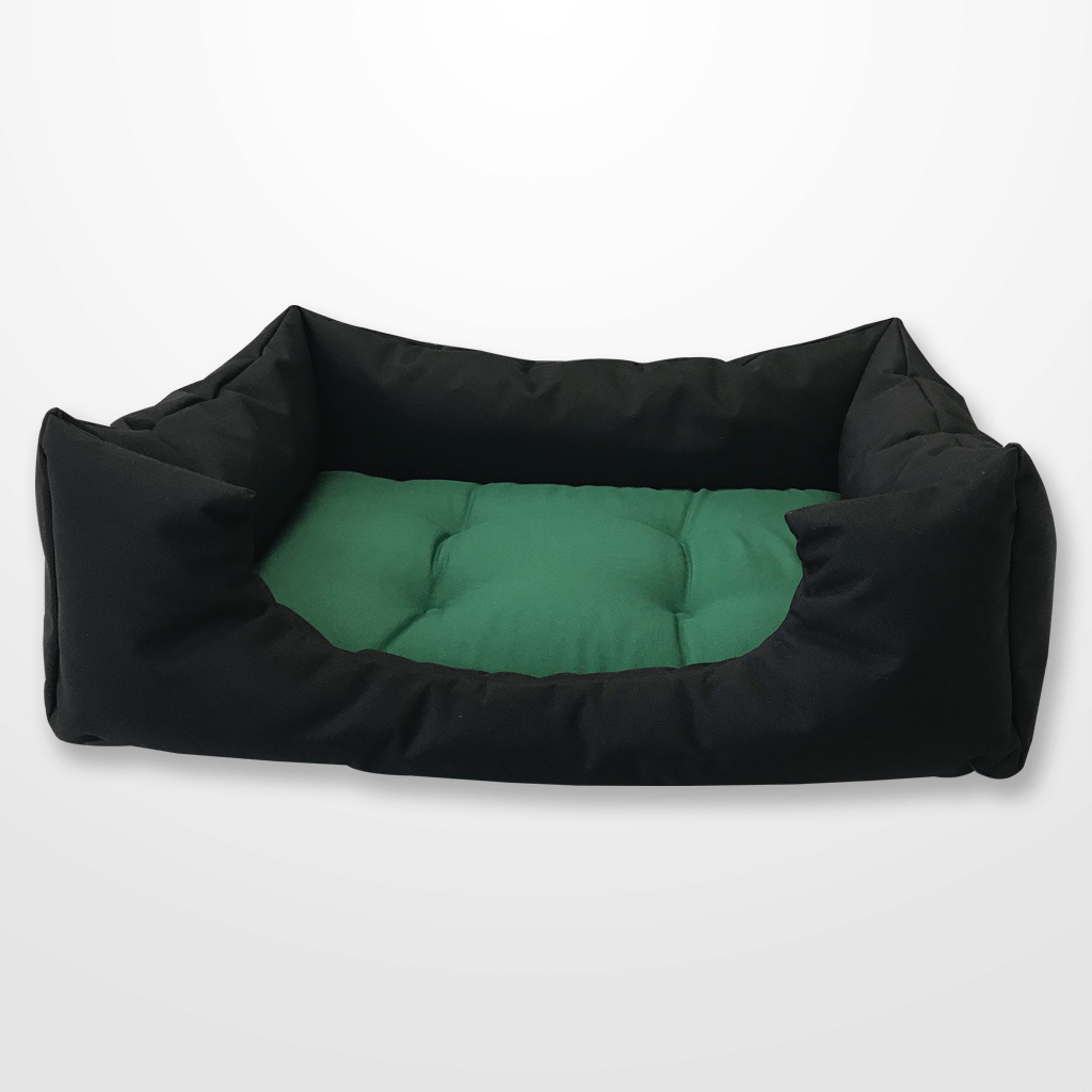 közepes fekete színű kutyafekhely zöld huzattal