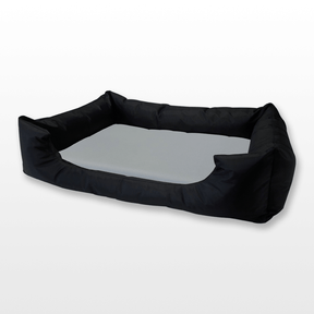 nagy szürke-fekete kutyafekhely